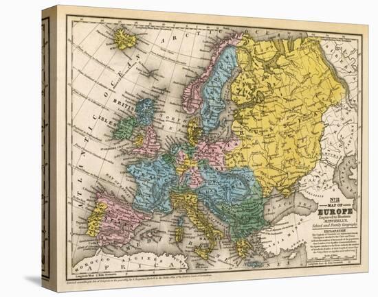 Map of Europe, c.1839-Samuel Augustus Mitchell-Stretched Canvas