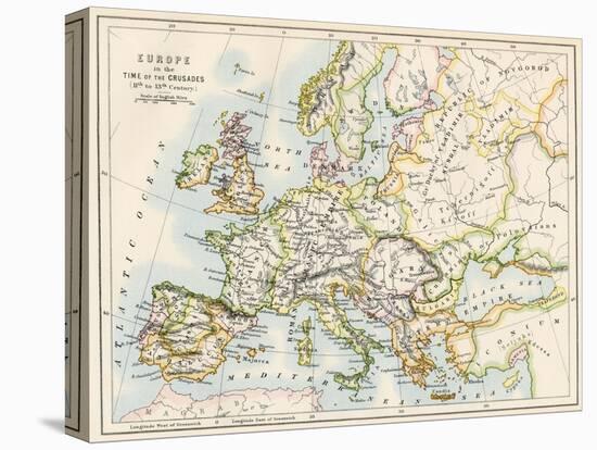 Map of Europe During the Crusades, 1000 to 1200 Ad-null-Premier Image Canvas