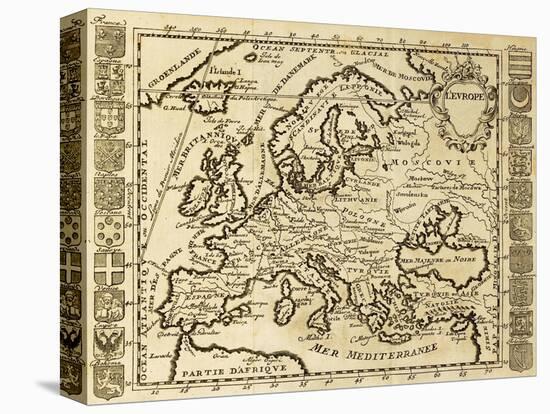 Map Of Europe Framed By National Crests. May Be Dated To The Beginning Of Xviii Sec-marzolino-Stretched Canvas