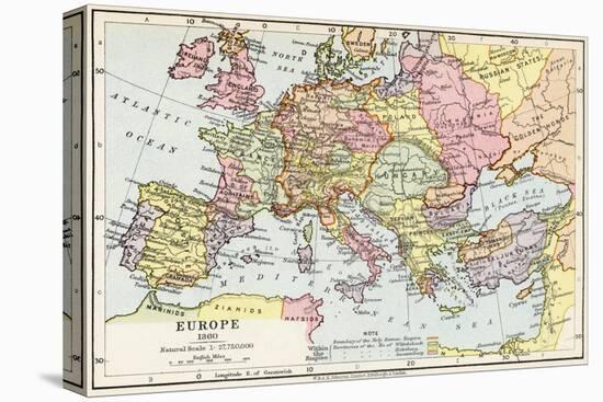 Map of Europe in 1360, from 'Historical Atlas'-null-Premier Image Canvas