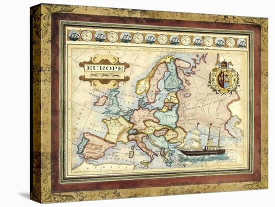 Map of Europe-Vision Studio-Stretched Canvas
