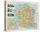 Map of France-The Vintage Collection-Stretched Canvas