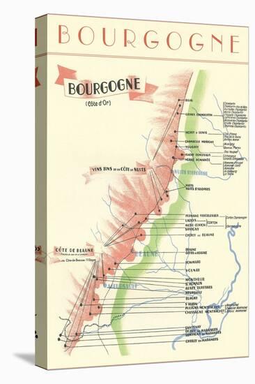 Map of French Bourgogne Wine Country-null-Stretched Canvas