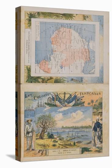 Map of French Possessions and Spheres of Influence in Africa and a View of the River Senegal-G. Dascher-Premier Image Canvas