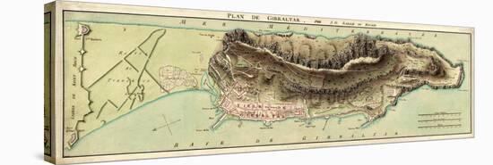 Map Of Gibraltar And Its Fortifications 1799-Vintage Lavoie-Premier Image Canvas