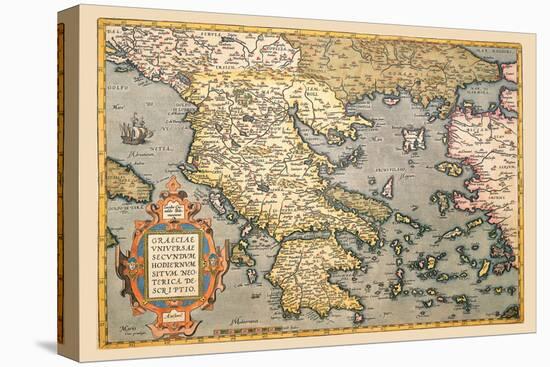 Map of Greece-Abraham Ortelius-Stretched Canvas