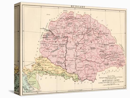 Map of Hungary, 1870s-null-Premier Image Canvas