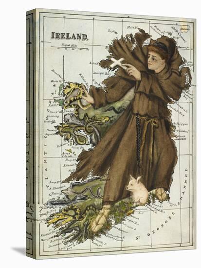 Map Of Ireland Representing St Patrick Driving Out the Snakes-Lilian Lancaster-Premier Image Canvas