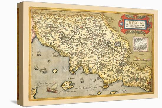 Map of Italian Coast above Rome-Abraham Ortelius-Stretched Canvas