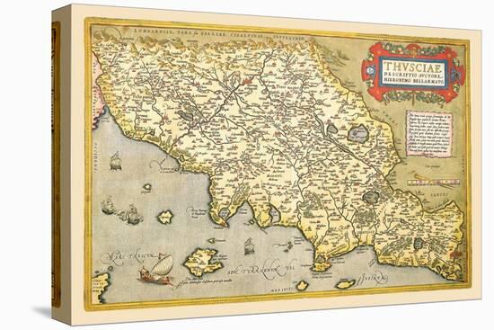 Map of Italian Coast above Rome-Abraham Ortelius-Stretched Canvas