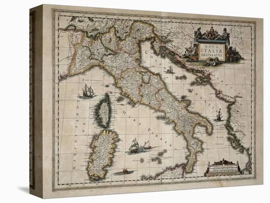 Map of Italy-William and Jan Blaeu-Stretched Canvas