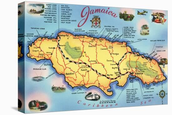 Map of Jamaica-null-Stretched Canvas