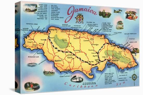 Map of Jamaica-null-Stretched Canvas