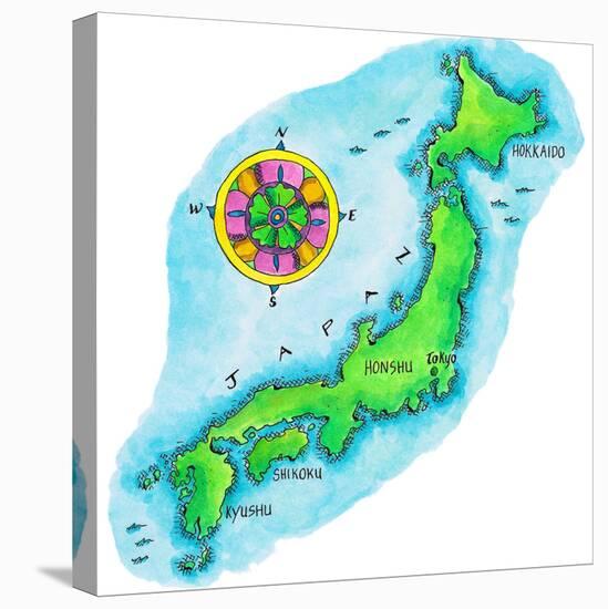 Map of Japan-Jennifer Thermes-Premier Image Canvas