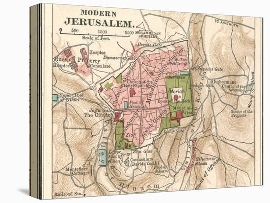 Map of Jerusalem (C. 1900), Maps-Encyclopaedia Britannica-Stretched Canvas