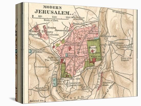 Map of Jerusalem (C. 1900), Maps-Encyclopaedia Britannica-Stretched Canvas