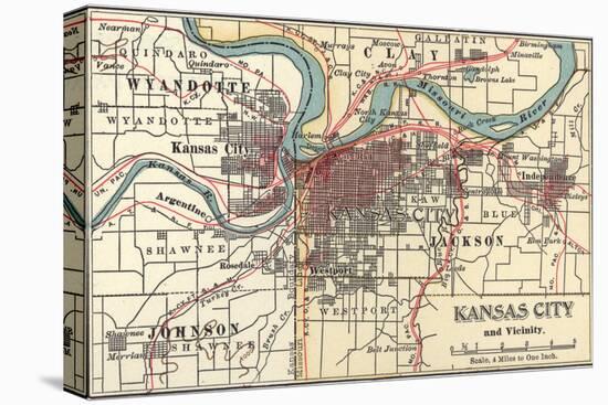 Map of Kansas City (C. 1900), Maps-Encyclopaedia Britannica-Stretched Canvas