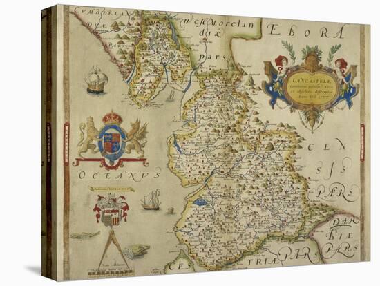 Map Of Lancashire-Christopher Saxton-Premier Image Canvas