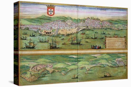 Map of Lisbon, and Cascais, from "Civitates Orbis Terrarum"-Joris Hoefnagel-Premier Image Canvas