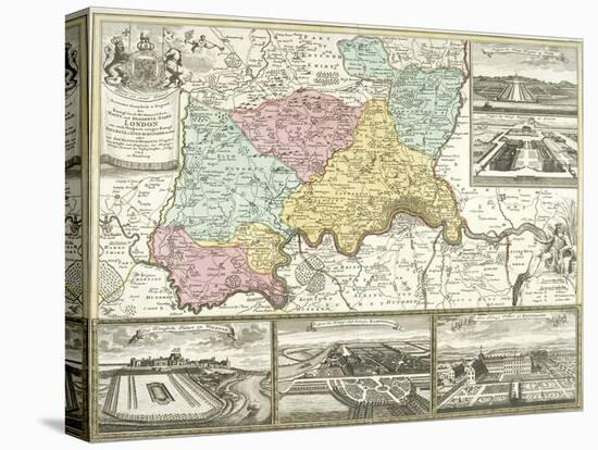 Map of London and Surrounding Counties, 1710-null-Premier Image Canvas