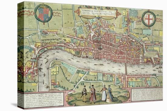 Map of London, from Civitates Orbis Terrarum by Georg Braun-Joris Hoefnagel-Premier Image Canvas