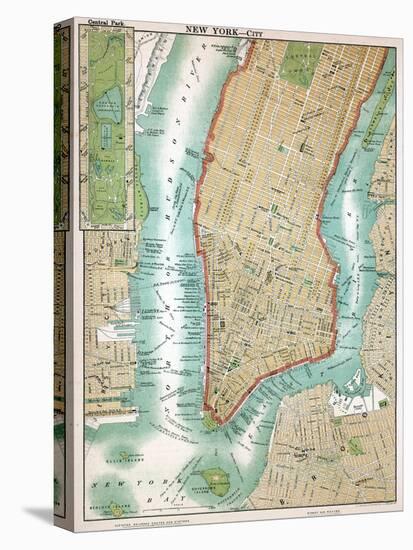 Map of Lower Manhattan and Central Park-null-Premier Image Canvas