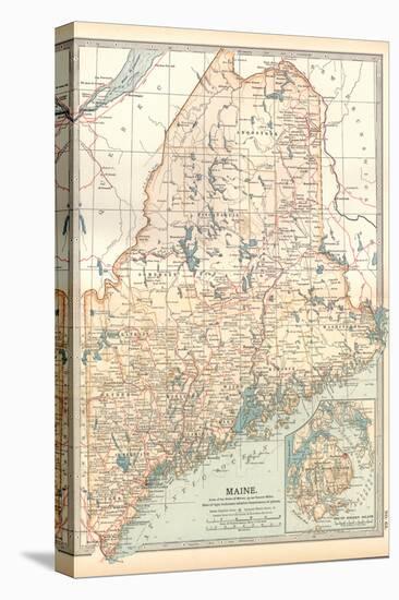 Map of Maine, United States. Inset of Mount Desert Island-Encyclopaedia Britannica-Stretched Canvas