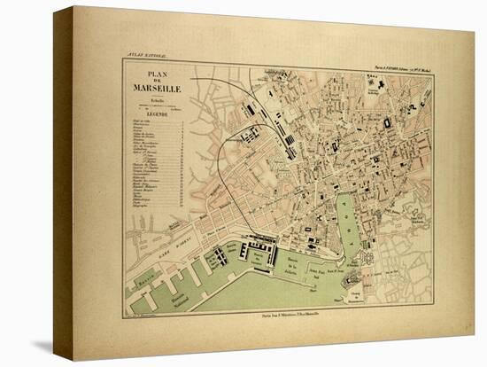 Map of Marseille, France-null-Premier Image Canvas