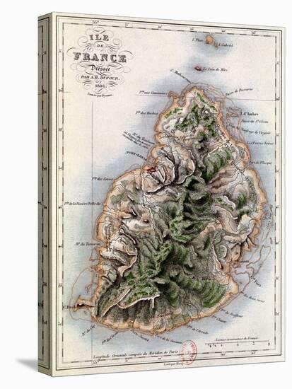 Map of Mauritius, Illustration from "Paul et Virginie" by Henri Bernardin de Saint-Pierre, 1836-A.h. Dufour-Premier Image Canvas