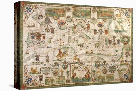 Map of Mediterranean Sea by Francois Ollive, Marseille, 1664-null-Premier Image Canvas