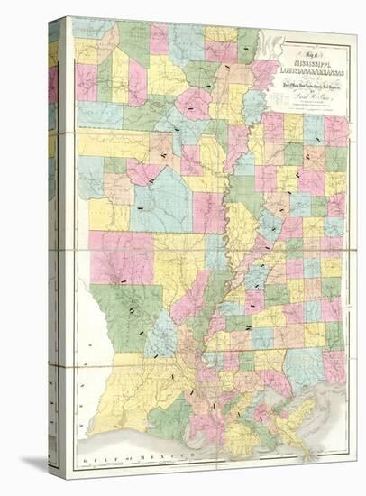 Map of Mississippi, Louisiana and Arkansas, c.1839-David H^ Burr-Stretched Canvas