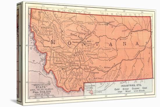 Map of Montana-null-Stretched Canvas