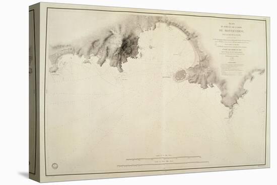 Map of Montevideo Harbor and Bay, from French Nautical Atlas, 1833-null-Premier Image Canvas