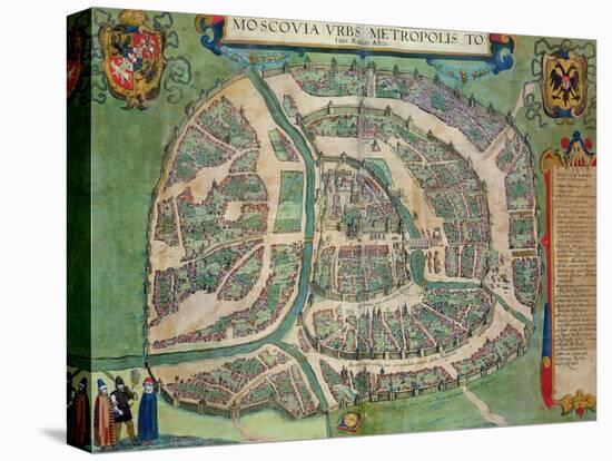 Map of Moscow, from "Civitates Orbis Terrarum" by Georg Braun and Frans Hogenberg circa 1572-1617-Joris Hoefnagel-Premier Image Canvas