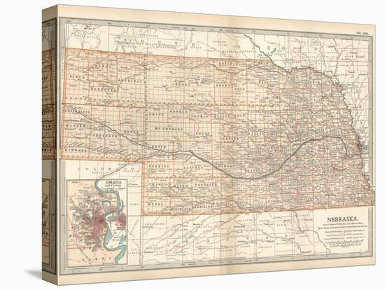 Map of Nebraska. United States. Inset Map of Omaha and Vicinity-Encyclopaedia Britannica-Stretched Canvas