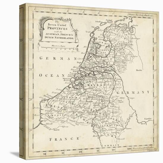 Map of Netherlands-T. Jeffreys-Stretched Canvas