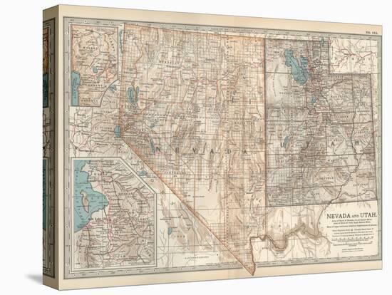 Map of Nevada and Utah. United States. Inset Map of Salt Lake City and Vicinity-Encyclopaedia Britannica-Stretched Canvas