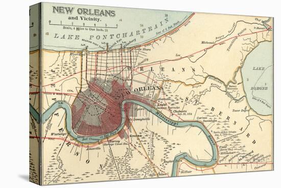 Map of New Orleans (C. 1900), Maps-Encyclopaedia Britannica-Stretched Canvas