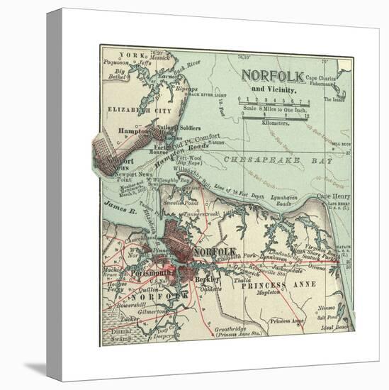 Map of Norfolk-Encyclopaedia Britannica-Premier Image Canvas