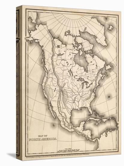 Map of North America, c.1839-Samuel Augustus Mitchell-Stretched Canvas