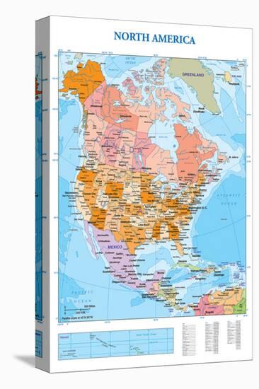 Map of North America-null-Stretched Canvas