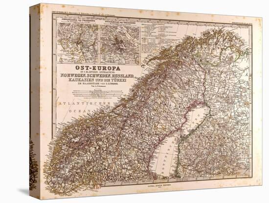 Map of Norway and Sweden, 1872-null-Premier Image Canvas