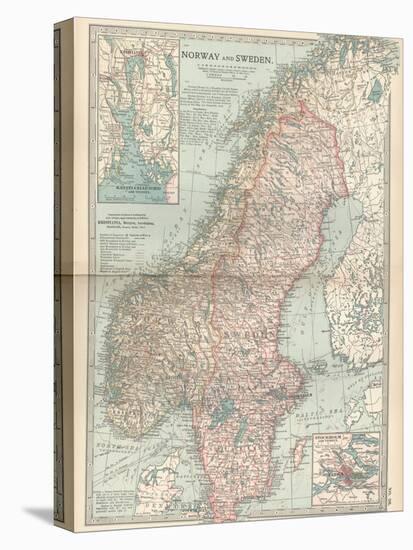 Map of Norway and Sweden. Inset of Kristianiafjord and Vicinity, and Stockholm and Vicinity-Encyclopaedia Britannica-Stretched Canvas