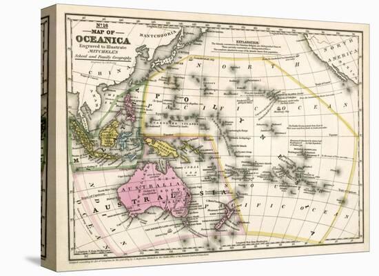 Map of Oceanica, c.1839-Samuel Augustus Mitchell-Stretched Canvas