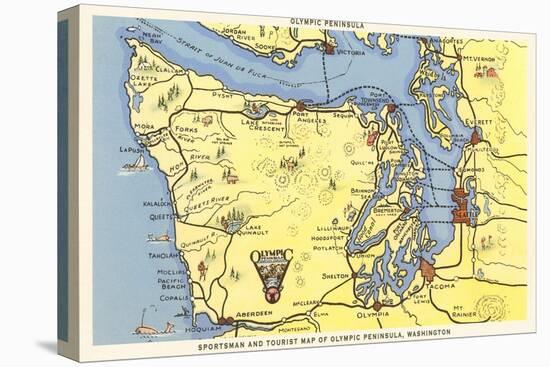 Map of Olympic Peninsula, Washington-null-Stretched Canvas