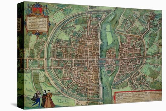 Map of Paris, from "Civitates Orbis Terrarum" by Georg Braun and Frans Hogenberg, circa 1572-Joris Hoefnagel-Premier Image Canvas