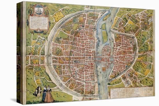 Map of Paris-Abraham Ortelius-Stretched Canvas