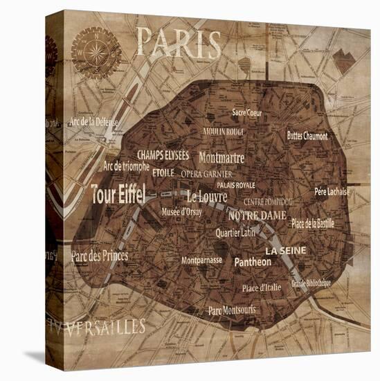 Map of Paris-Luke Wilson-Stretched Canvas