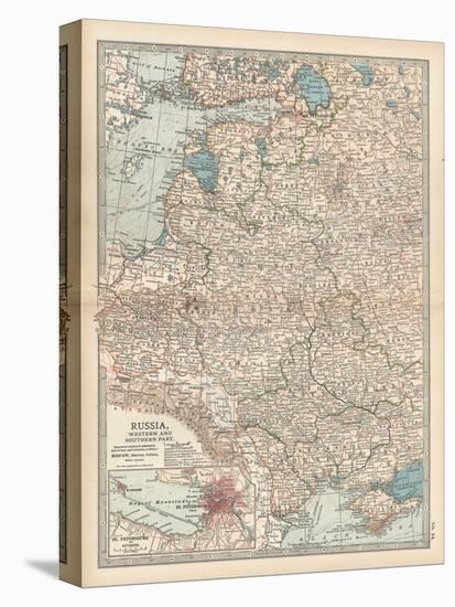 Map of Russia, Western and Southern Part. Inset of St. Petersburg and Environs-Encyclopaedia Britannica-Stretched Canvas