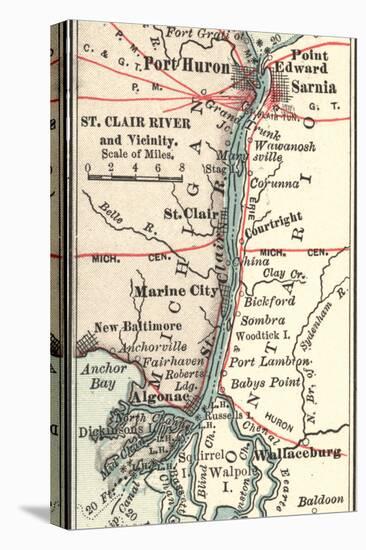 Map of Saint Clair River-Encyclopaedia Britannica-Stretched Canvas